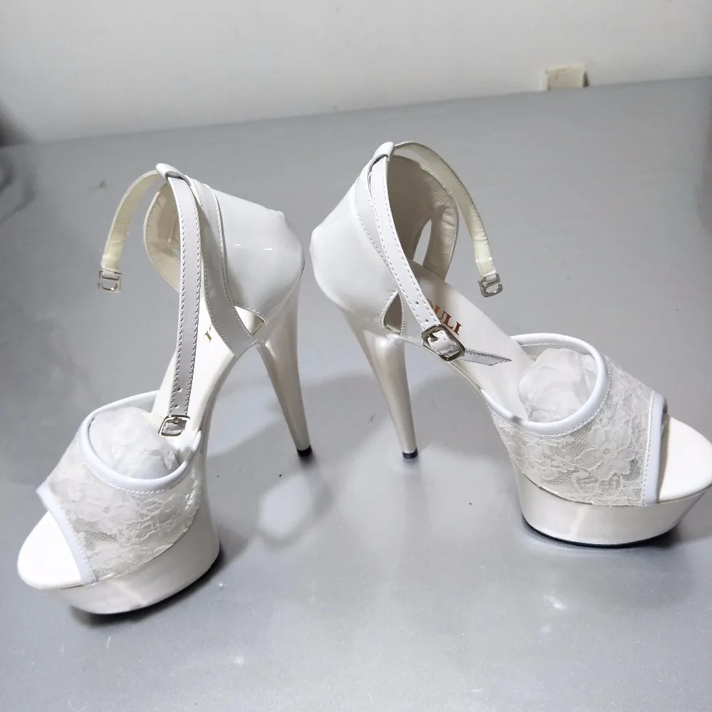 White wedding bride shoes Package with stage dress shoes fine 15 cm super high heels with waterproof sandals