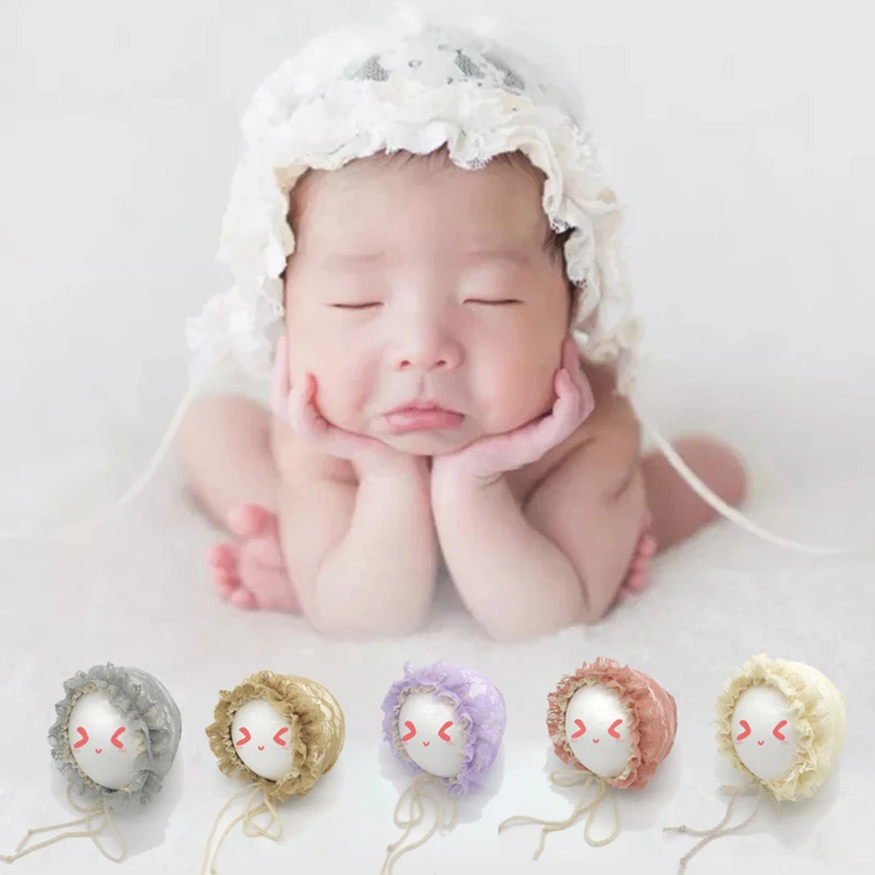 Spring Cap Newborn Baby Summer Sweet Hat Princess Lace Infant Girl Beanie Ruffles Lace-up Baby Photo Props Accessories Bonnet