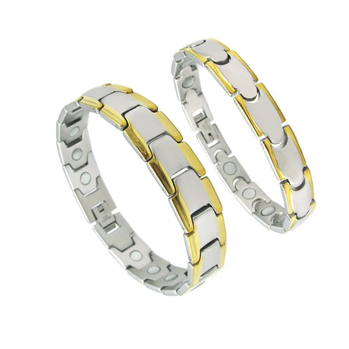 

High quality gold 316L stainless steel men's bracelet, magnetic bracelet,Couple bracelet