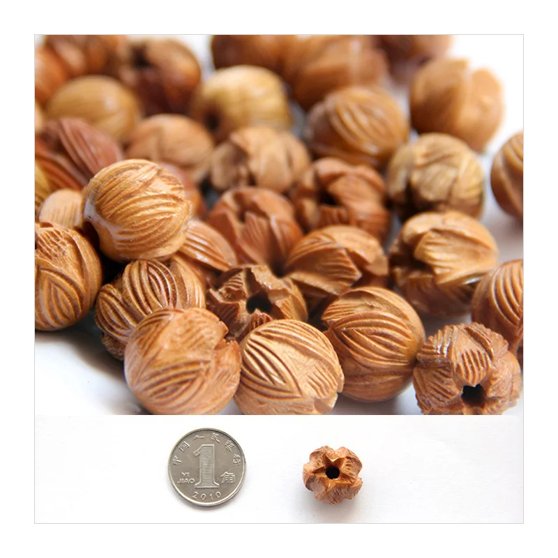 WD-012 10Pcs/Lot peach wood Beads 12mm 15mm 18mm Wooden Beads For Jewelry Making,Hand-carved lotus flower Beads