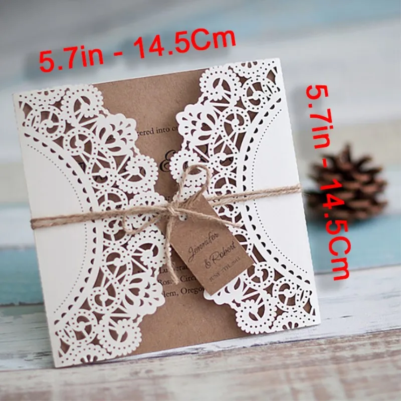 Vintage Laser Cut Cartão De Convites De Casamento, Decoração De Chuveiro De Noiva, Cartão De Presente, Fontes Do Partido Do Evento, 10 Pcs, 20 Pcs, 50Pcs