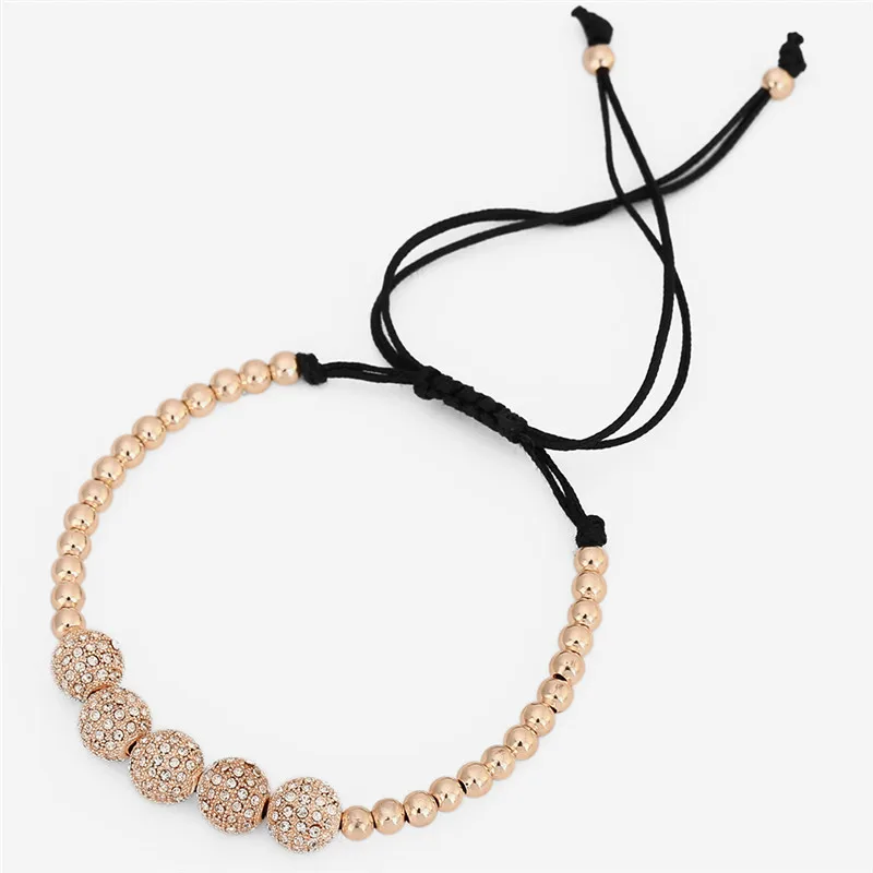 NADEEM Friendship CZ Crystal Copper Ball Beads Braiding Macrame Bracelet Gold Color Famous Brand Braided Bracelets For Men Gift