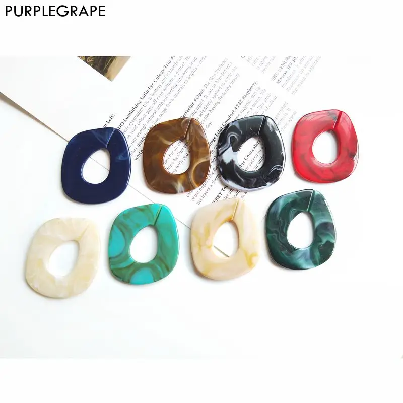 Resin DIY Earrings Jewelry Handmade  Accessories  Opening Irregular Marble Pattern Minimalist Retro Japanese and Korean 6 Piece