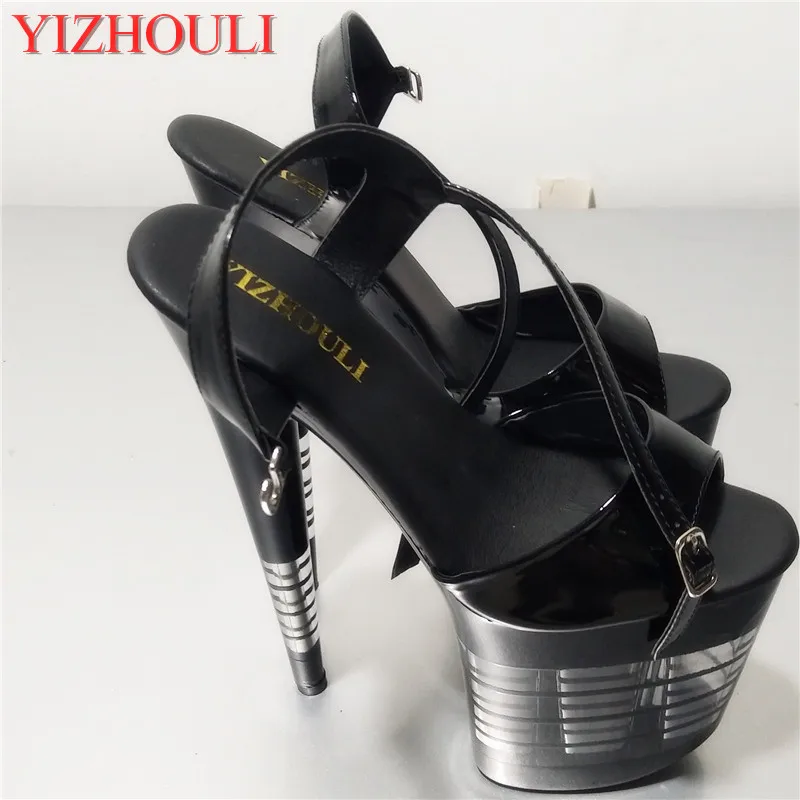 

Sale 20cm Women's New Design Fashion dress sandals Sexy Crystal Platform Toe 8 inch High Heel Shoes Black