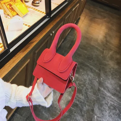 NEW handle Simple Designer shoulder handbag soft Frosted Square Women Crossbody bags Female Removable shoulder strap Child mini