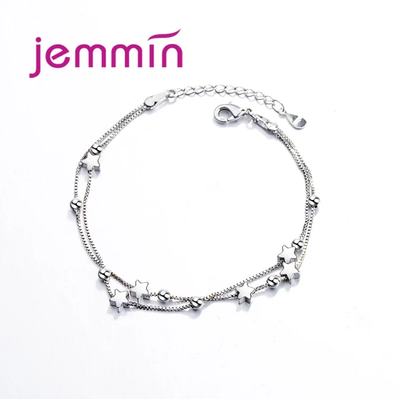 925 Silver  Charm Bracelet For Women Girls Wedding Engagement Cute Romantic Style Star Shape Best Gift For Beloved