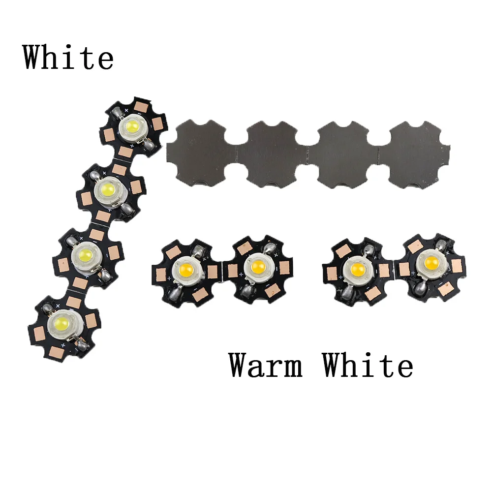 Imagem -04 - Lâmpada de Led de Alta Potência 50 Peças 1w 3w Branco Quente 3500k 6500k Chip de Luz de Cristal Diodos com 20 mm Dissipador de Calor al Star Base Pcb