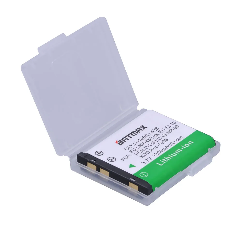 Batteria LI-40B / LI-42B Per Olympus 1200mAh – 2 Pacchi, Compatibile Con Fuji NP-45, Nikon EN-EL10, Pentax D-LI63 E Kodak KLIC-7006