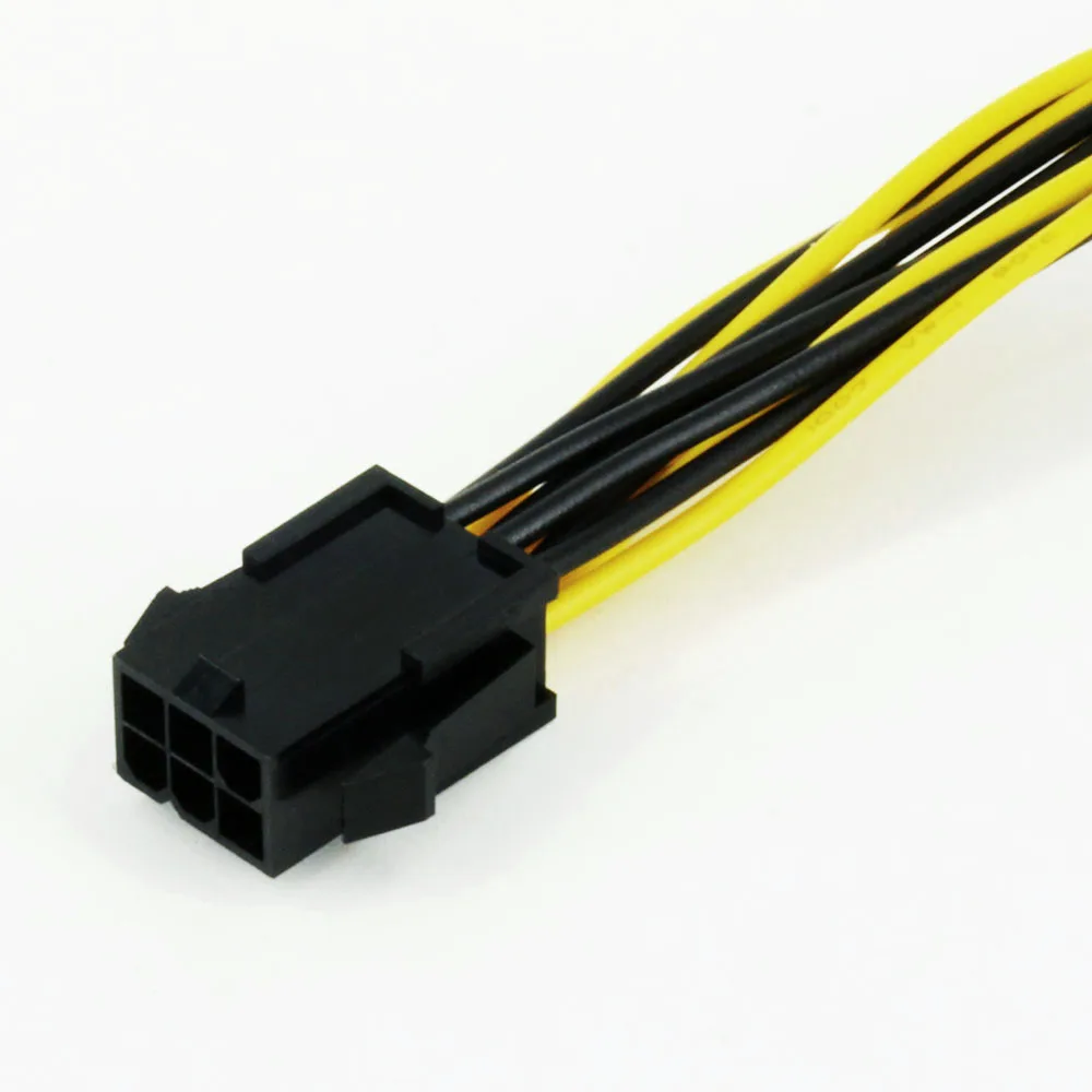 CPU 6 Pin To Graphics Video Card PCI Express Power Splitter Cable 6Pin Female Double 8Pin Male 20cm for Computer Wire