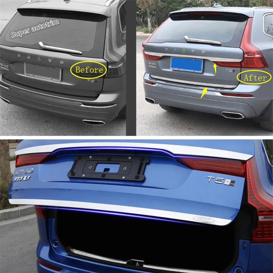 Rear Tailgate Trunk Door Decoration Strip Cover Trim Stainless Steel Exterior Modified Accessories For Volvo XC60 2018 - 2022