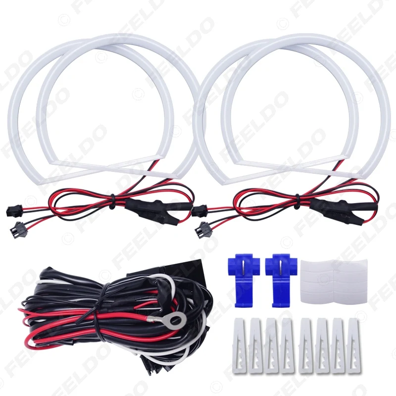 FEELDO 4X131mm Auto Halo Rings Cotton Lights SMD LED Angel Eyes for BMW E36/E38/E39/E46 Car Styling #HQ3428