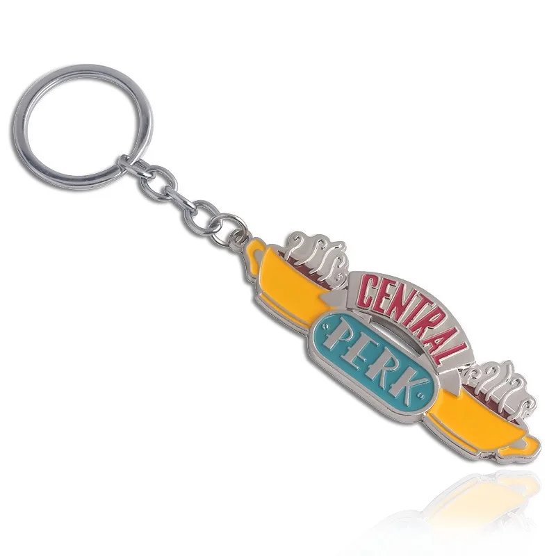 Fashion Movie Friends Central Perk Keychains Pendants Enamel Coffee Time Logo Car Keyring Choker Best Friend Xmas Jewelry Gift