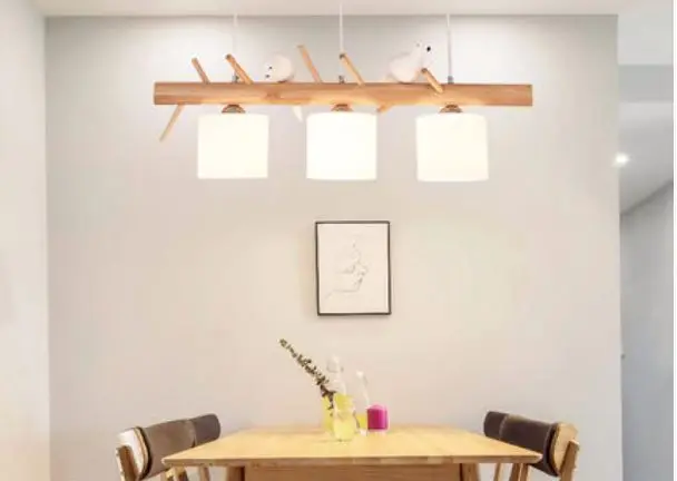 

Bird chandelier restaurant lamp three head Japanese creative personality dining room chandelier modern minimalist wood lamps