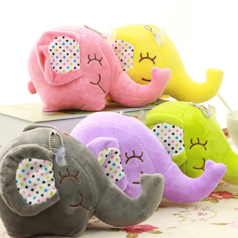 Cute Plush Pompom Yellow Elephant Keychain On the Bag Fashion Anime Toy Charms Car Key Chain For Women Trinket Doll Gift