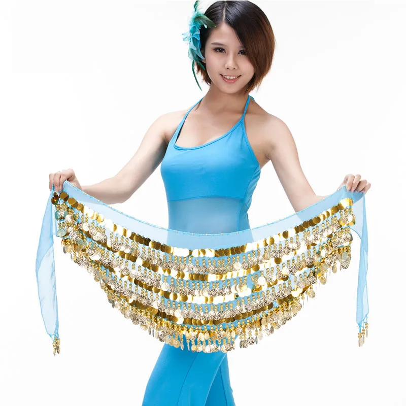 Heavy 5 Layers Coins Belt Belly Dance Costume Hip Scarf Wrap Waist Band India Dancer Multi Color Dancing Belt Hip Scarf