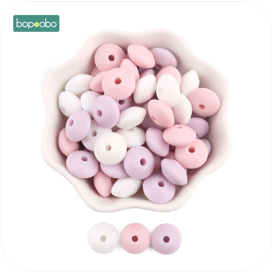 Bopoobo-Cuentas de silicona para bebé, mordedor sensorial de lentejas, manualidades masticables, orgánico, 12mm, 20 unidades