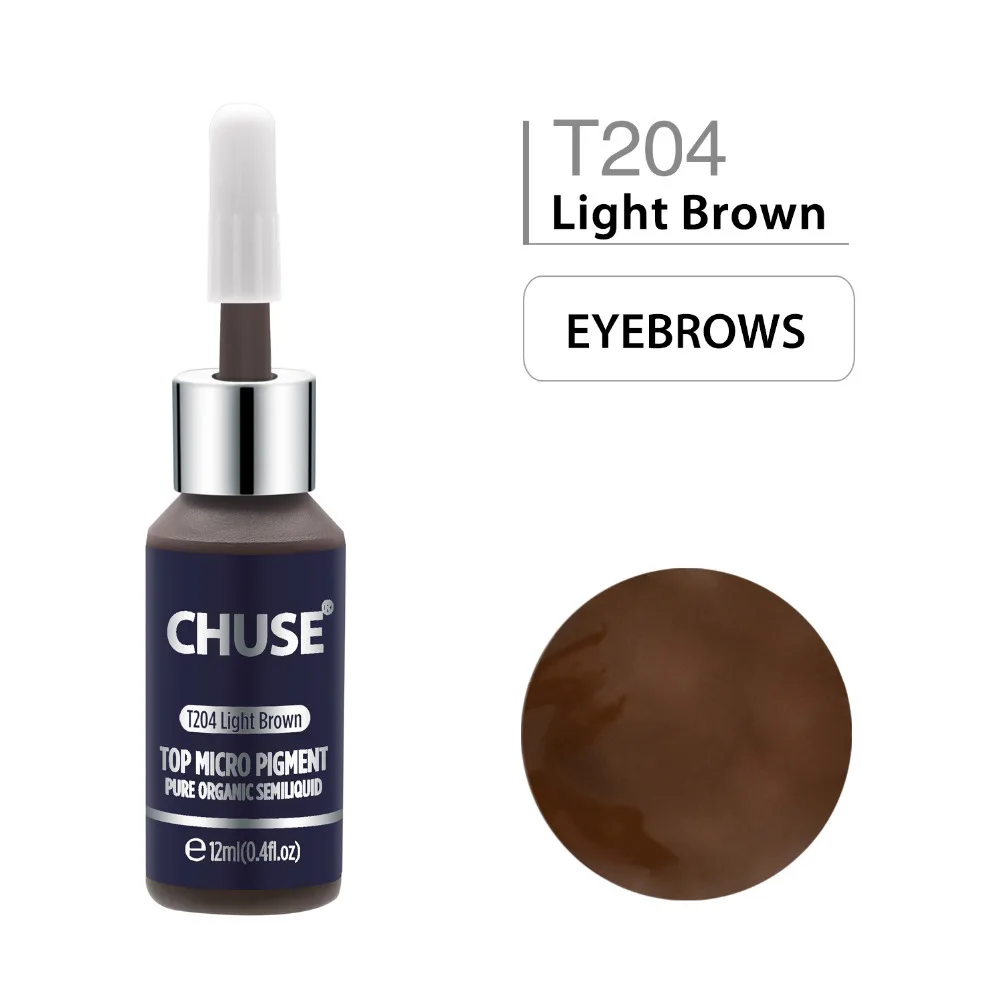 

CHUSE Light Brown T204 Permanent Makeup Ink Eyeliner Tattoo Ink Set Eyebrow Microblading Pigment Professional 12ML 0.4oz