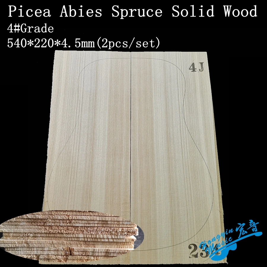 4 # Dekiel z litego drewna świerku alpeńskiego (Picea Abies Alps Spruce), drewno tonujące, panel do gitary, ręcznie robione gitary, materiał do produkcji gitar.