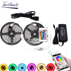 5M 10M 5050 RGB LED strip DC12V 60LED/M Flexible light Tape IP20/IP65 waterproof  & 24key IR WiFi controller with LED power kit