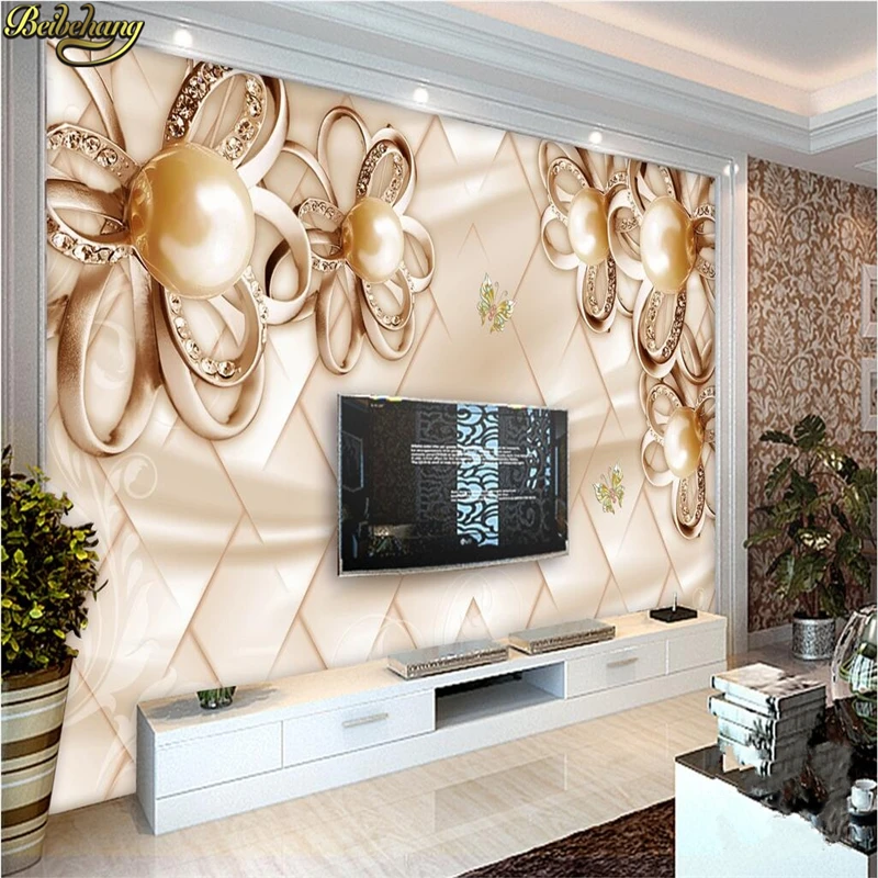 

beibehang 3d luxury gold roses soft bag pearl jewelry TV backdrop wall fresco cafe lounge custom personalized wallpaper