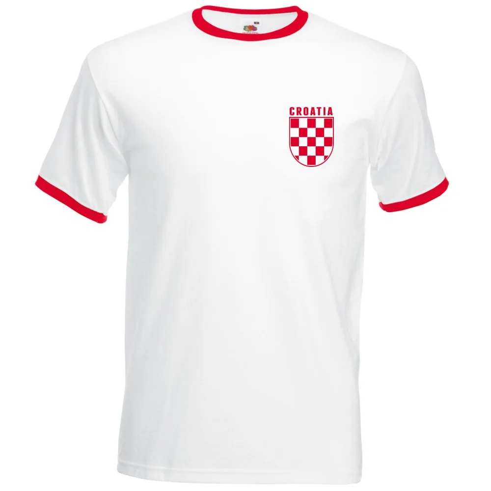 2019 Summer O-Neck Solid Color Loose Basic Retro Croatia Footballer T Shirt 2019 Croatian Vintage Check Men Fans Photo T Shirts