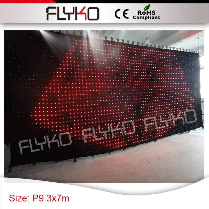 Manufacturer flexible led curtain decoration vivid vision screen 3x7m P9cm