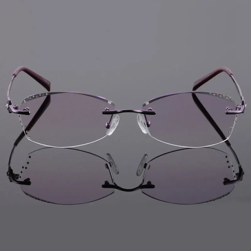 Reven jate 2123 순수 티타늄 무테 다이아몬드 커팅 여성 안경 프레임 광학 처방 안경 여성 안경 패션