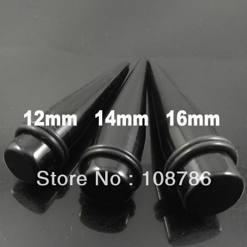 

60cs/lot 12mm14mm 16mm big size Acrylic Ear Piercing Tapers Ear Expander Black Flesh Tunnel Free Shipping