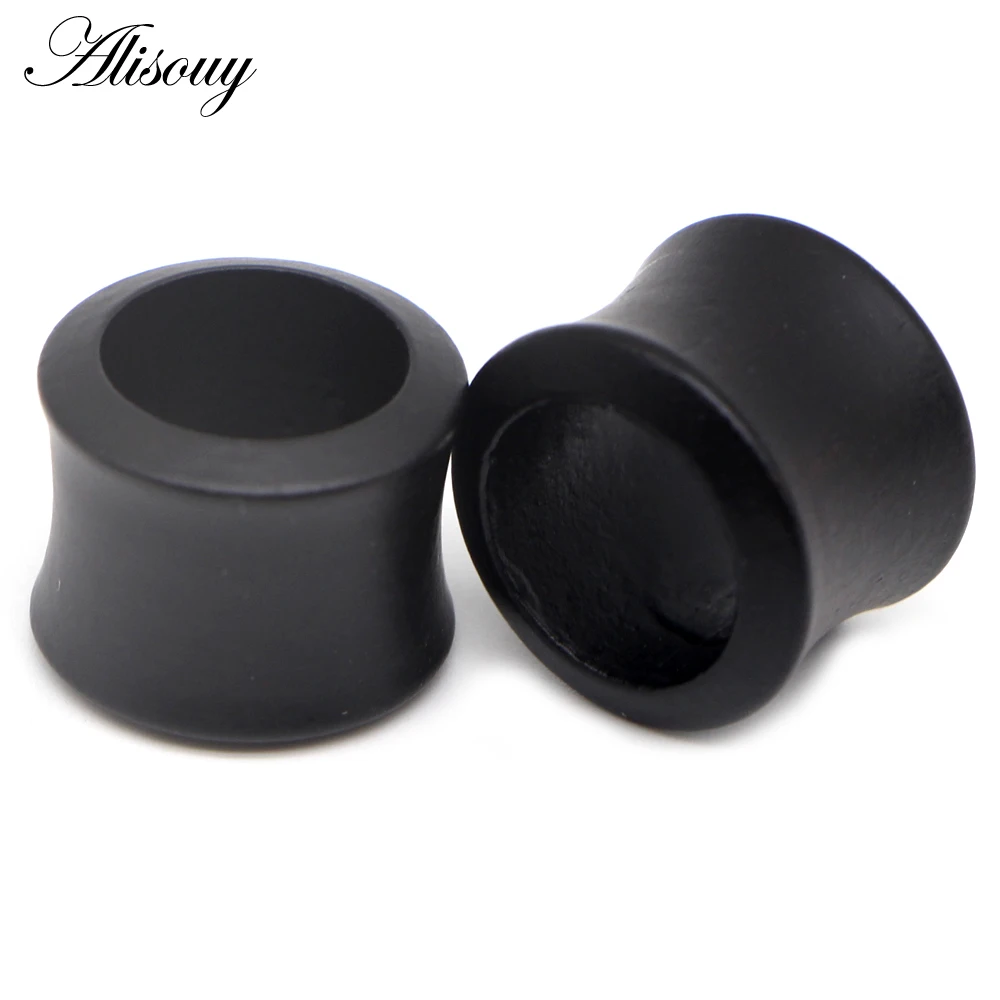 Alisouy 1 pair Sandalwood Wood Double Flared Hollow Ear Tunnel Plug Expanders Gauges Body Piercing Jewelry Earring 8mm-25mm