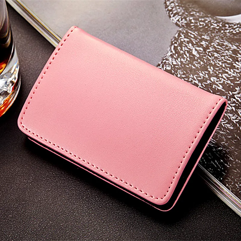 QOONG Fashion Men Women Genuine Leather Stainless Steel Hasp Business Name ID Credit Card Holder Case Large Capacity KH1-015