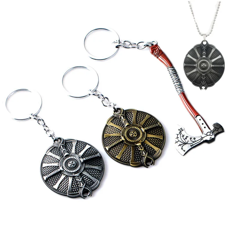 Game God of War 4 Leviathan Key Chain alloy Keyrings Shield Ice Axe Charm Pendant llaveros Car Keychain Fans Souvenir Jewelry