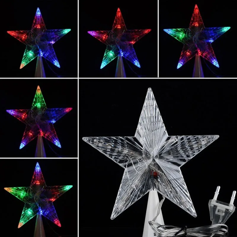 Large Christmas Tree Topper Star Lights Lamp Multi Color Indoor Outdoor Garden Decoration  Lamp WWO66