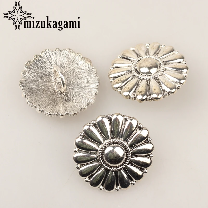 Jewelry Making Supplies Wholesale Lots Bulk Jewelry Findings CONCHO Buttons Round Daisy Sun Flowers 30mm 3pcs/lot