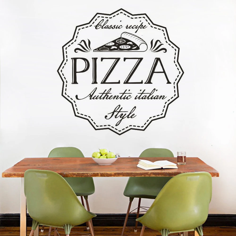 Pizza Classic Recipe  Wall Sticker Italian Style Pizzeria Wall Art Poster Removable Restaurant Pizza Shop Window Murals AZ233