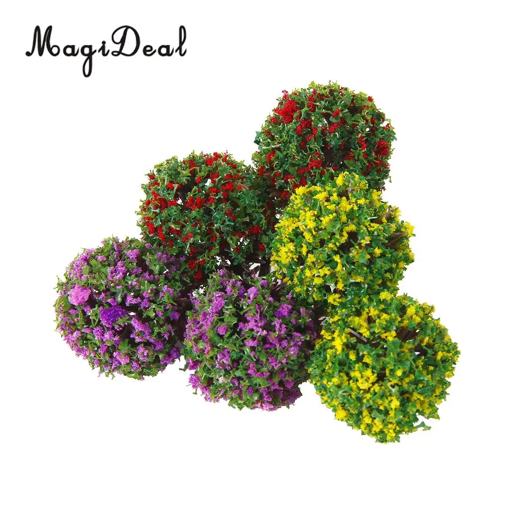 MagiDeal 30Pcs/Lot Mixed 3 Colors Flower Model Train Trees Ball Shaped Scenery Landscape 1/100 Scale for Railway Road Kids Toy image 5