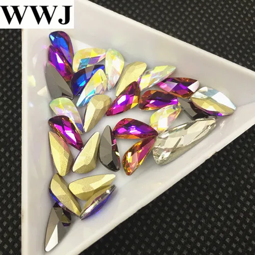 More colors 5x11mm crystal glass rhinestones for nails decorations new arrive Wing design charms nail art decorations