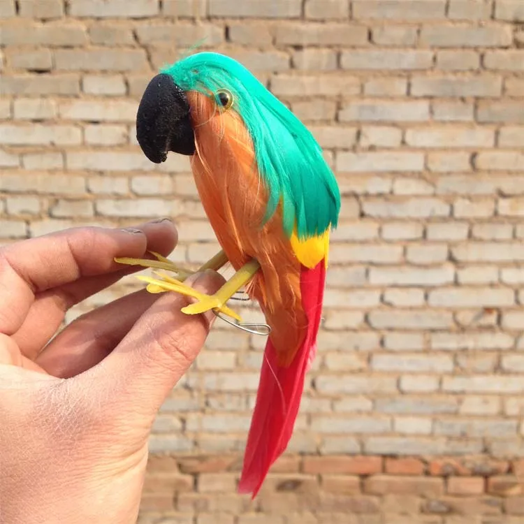 about 16cm small simulation green crown parrot toy foam&furs colourful parrot model doll gift 1938