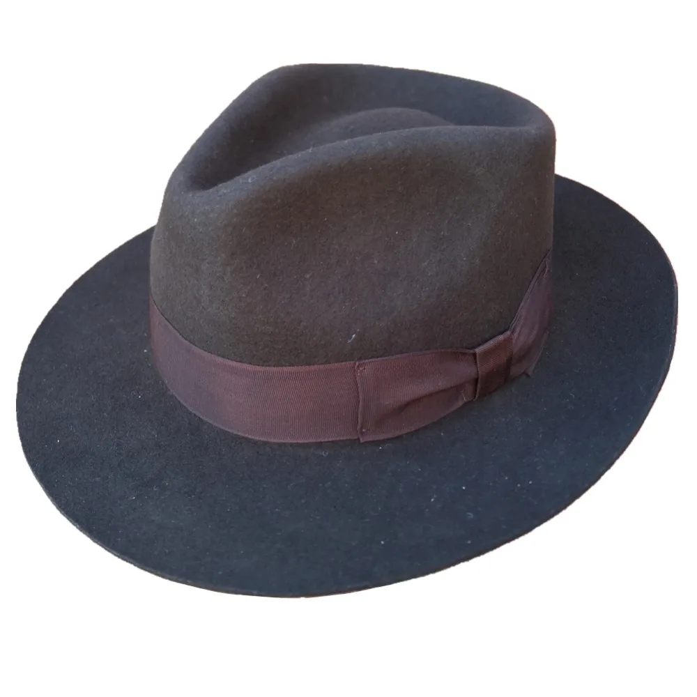 Classic Dark Brown Men's Wool Felt Godfather Fedora Hat - Gangster Mobster Michael Jackson Gentleman Hat