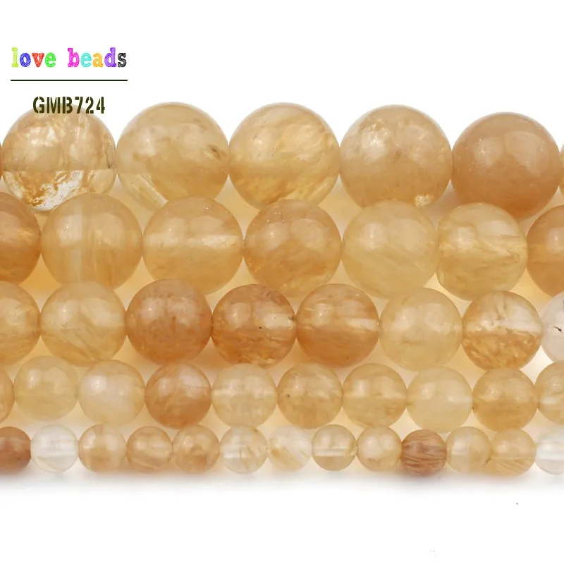 4/6/8/10/12mm Wholesale Yellow Citrines Quartzs Loose Beads for Jewelry Making Natural Stone Diy Bracelet 15\