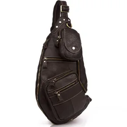 Sac messager décontracté en cuir véritable pour homme, sac de poitrine pour homme, sacs à bandoulière en cuir de vachette, grand sac de poitrine