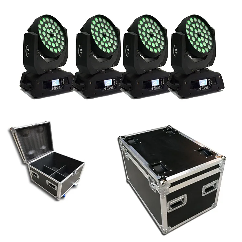 

4 pieces/lot flightcase packed led moving heads rgbw ktv dj light rgbw 4in1 led wash moving head 36 x 12w