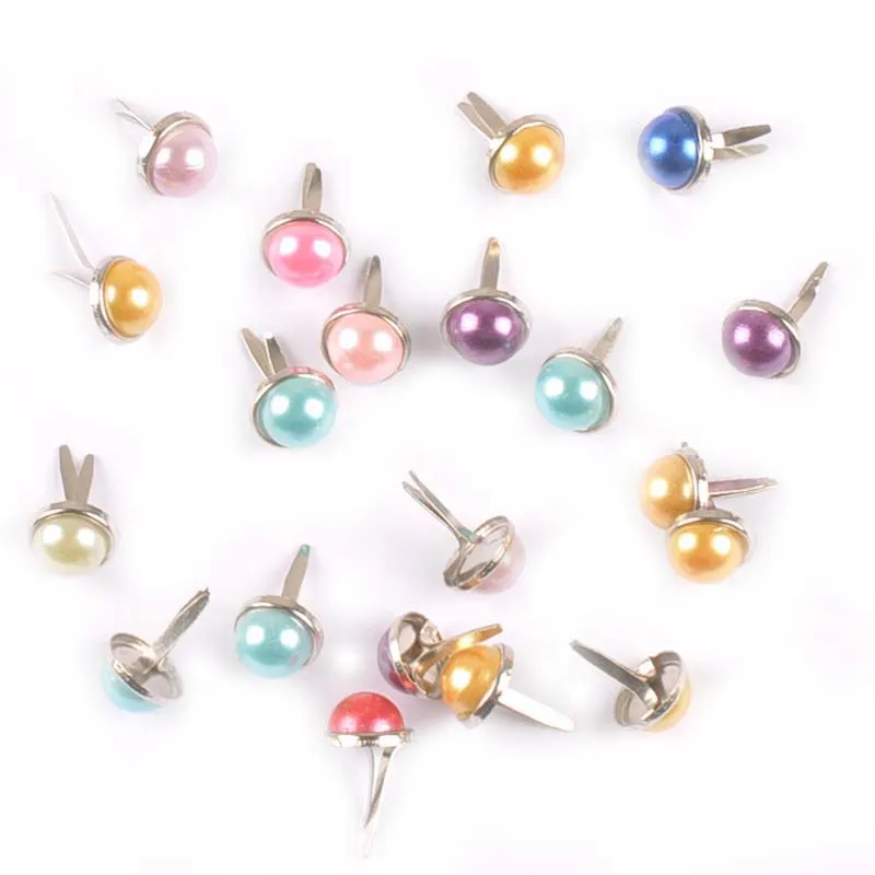 Mix Color Pearl Fastener Brad For Scrapbook Embellishments Metal Craft Brads DIY Shoes Accessories Home Decor 20Pcs 9x15mm c2237