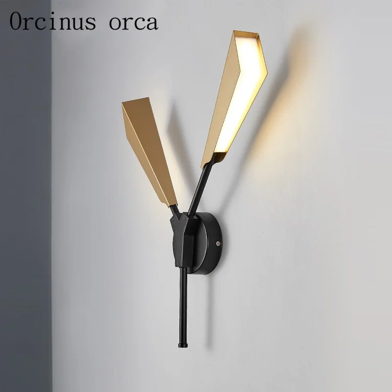 

Nordic fashion creative bamboo leaves wall lamp living room corridor bedroom bedside lamp modern light luxury iron LED wall lamp