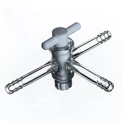 Adaptador de vacío de vidrio de borosilicato, tubo de púas, PTFE, instrumento de laboratorio, 10mm