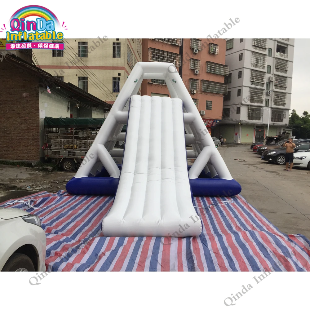 Free Air Pump Inflatable Floating Slide On Water,water Park Use Inflatable Climbing Slide For Sale