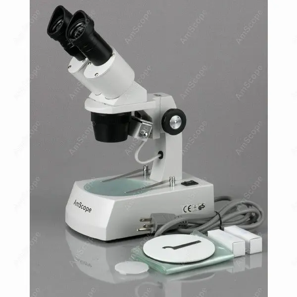 Student School-AmScope Supplies 10X-15X-30X-45X Binocular Stereo Microscope with Two Halogen Lights