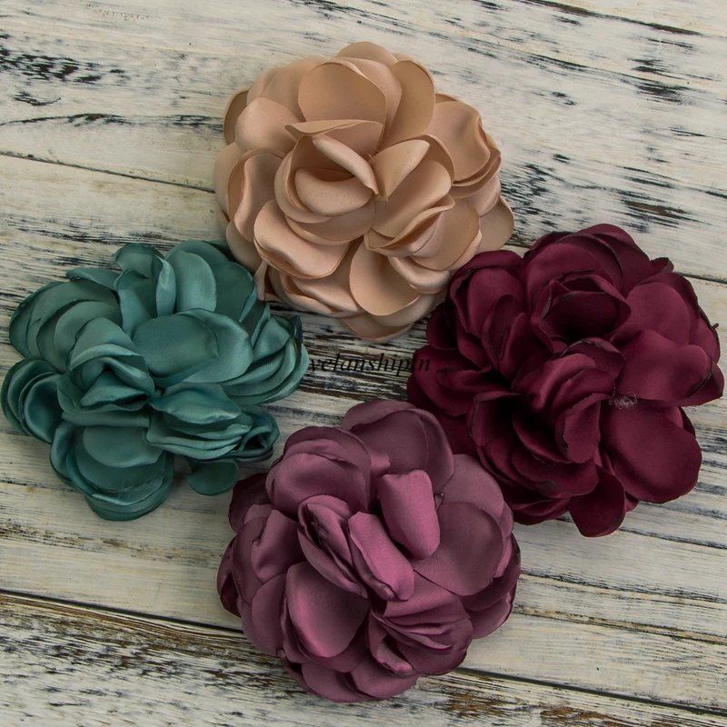 10PCS 8CM 20 Colors Vintage Artificial Fabric Flower For Girls Headband Chic Hair Flowers Hair Clip For Hair Accessories DIY