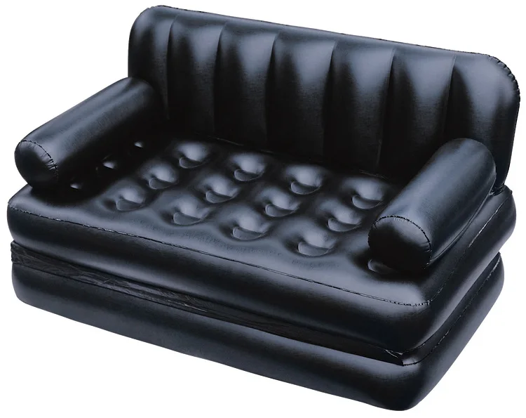 Double folding inflatable sofa lazy sofa multifunctional sofa bed double recliner,black foldable living room couch