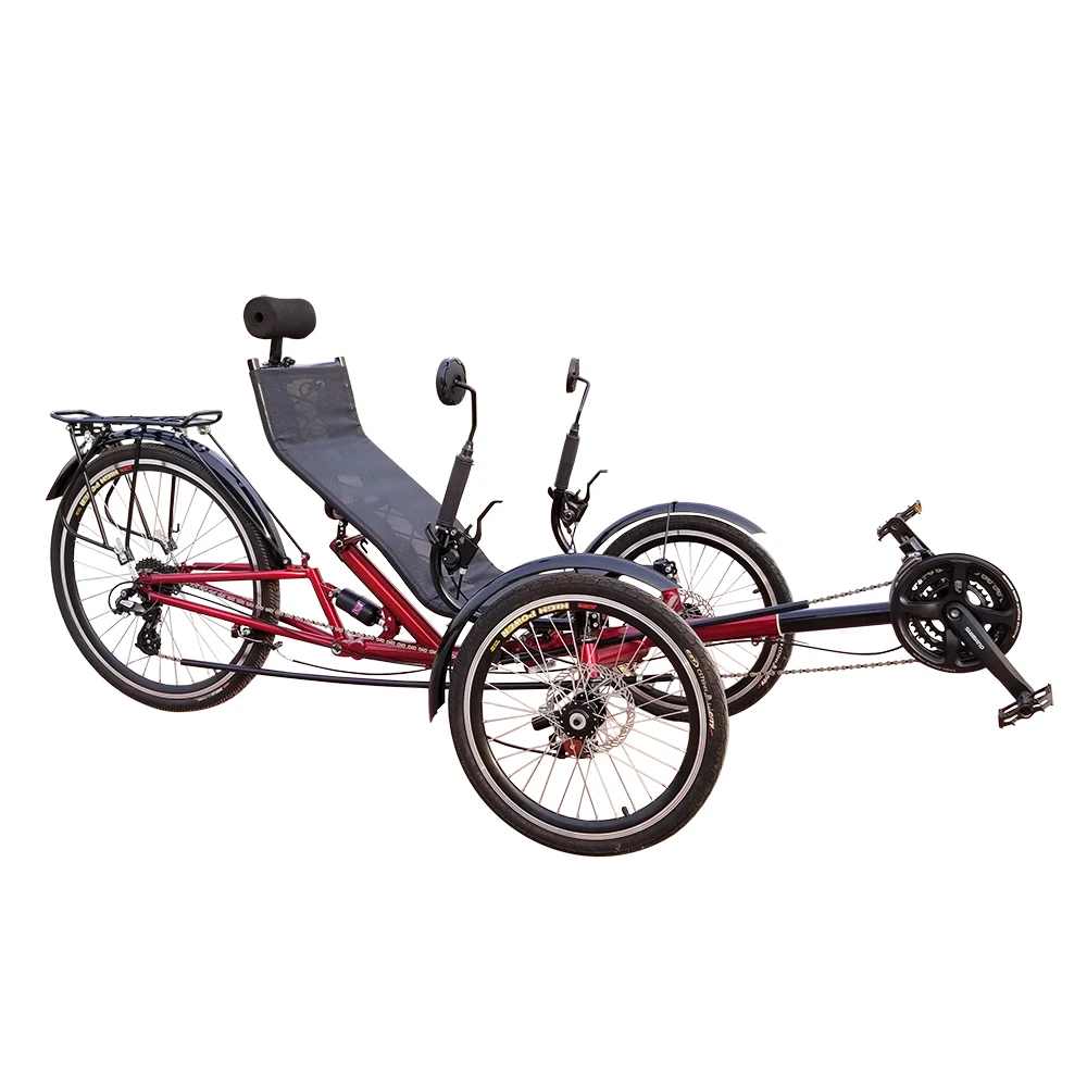 24 Speed Adult Foldable Tricycle Three Wheel Suspension Recumbent Trike