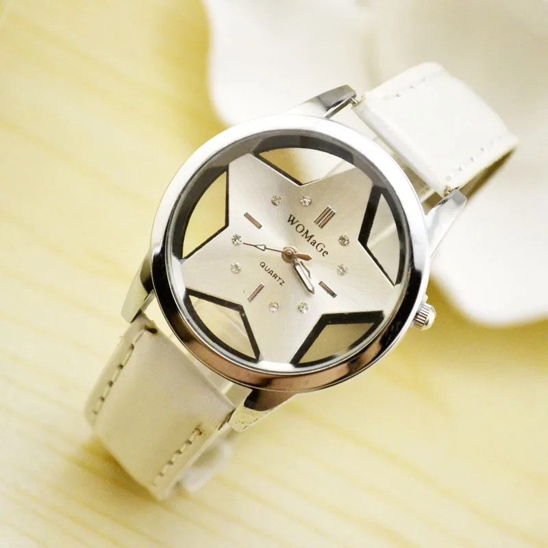 

Fashion Womage Brand Cute Five-pointed Star Designer Style Wholesale Female Watch Lovely Pu Leather Nice Women Clock Oem Time